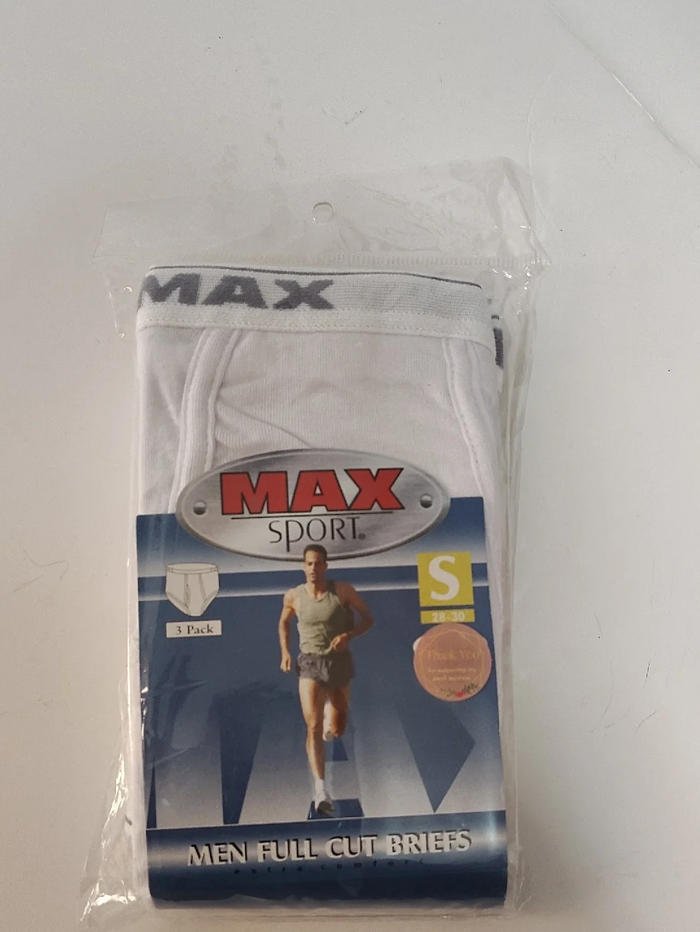 Vtg MAX Sport Men’s White Full-Cut White Briefs - 3 Pack - Size 28-30 - Picture 1 of 8